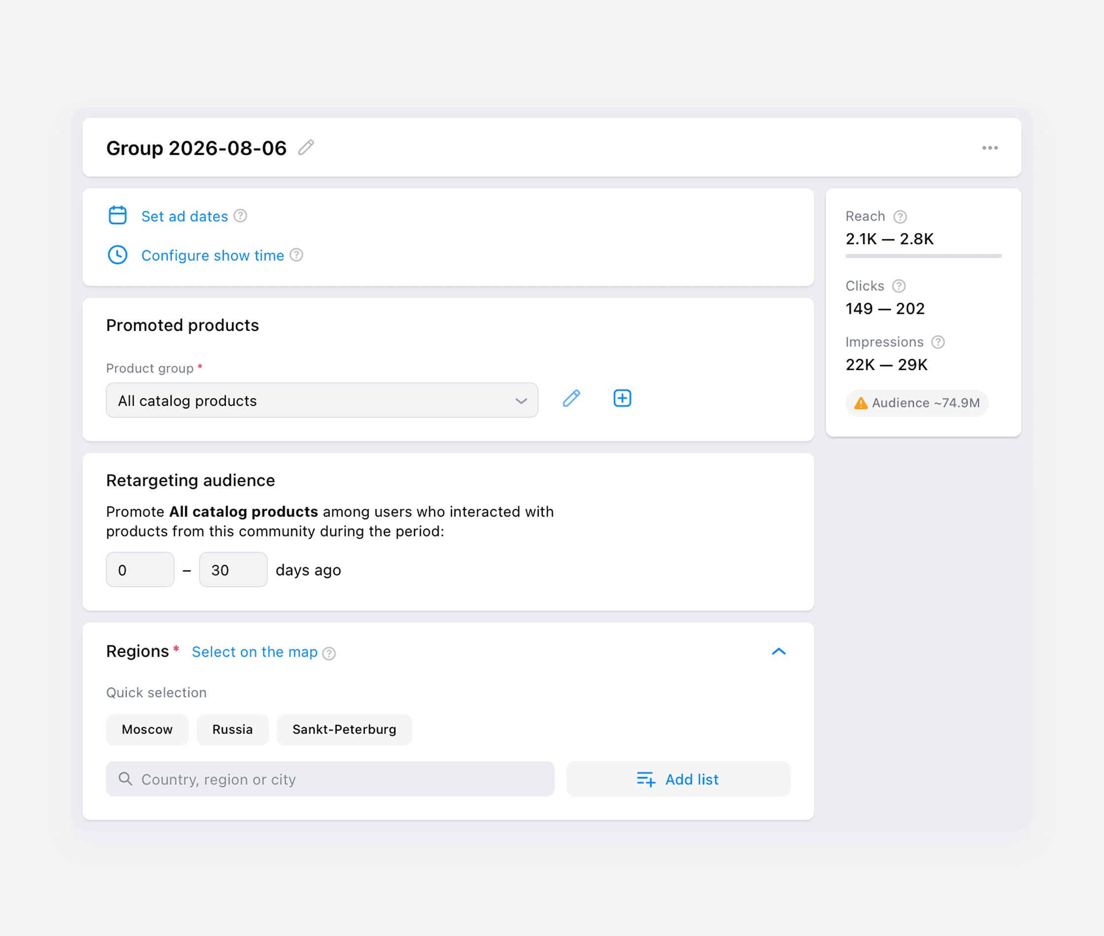 Settings on ad group level
