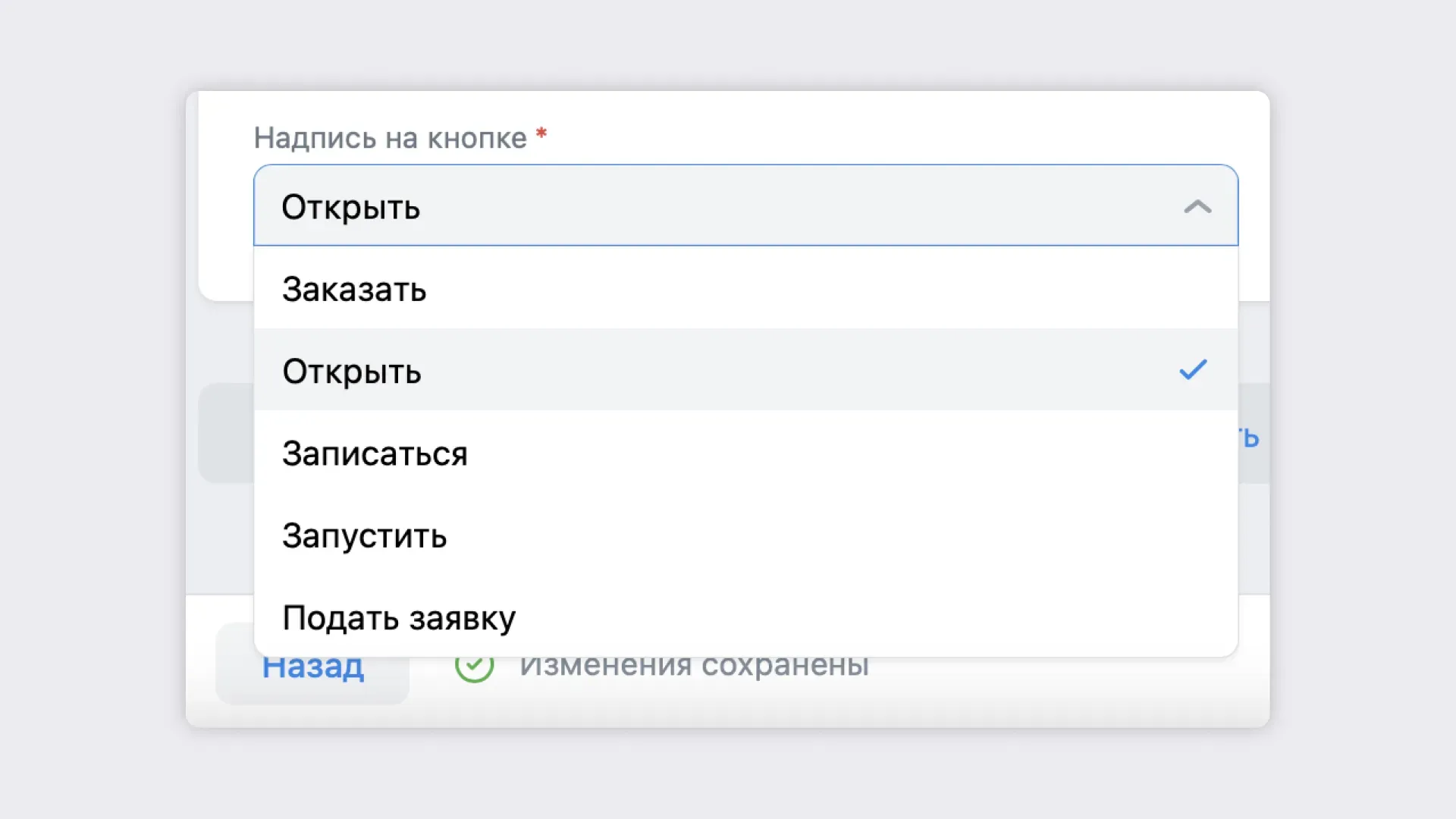 Надпись на кнопке