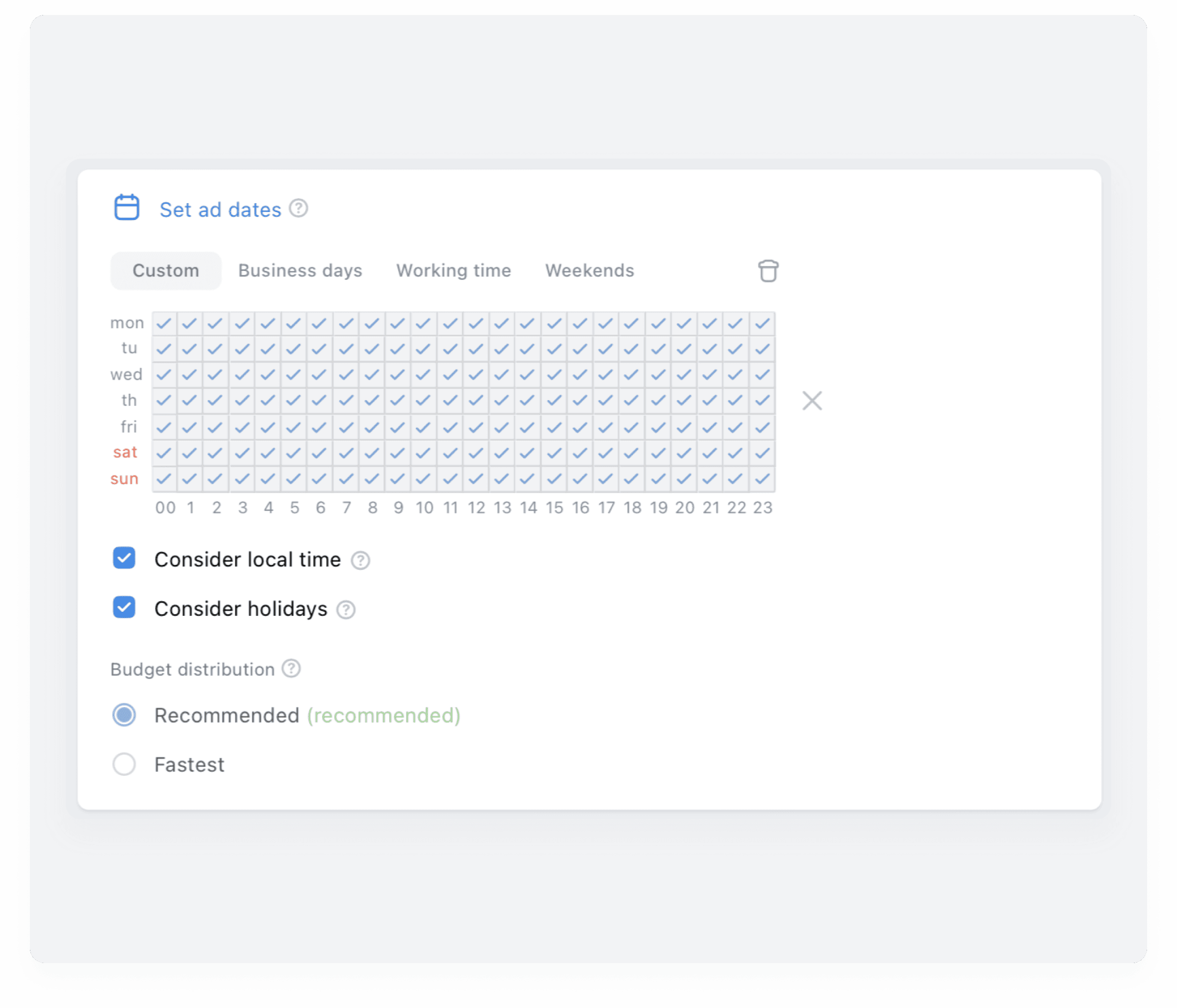 How to set ad dates and show time in VK Ads