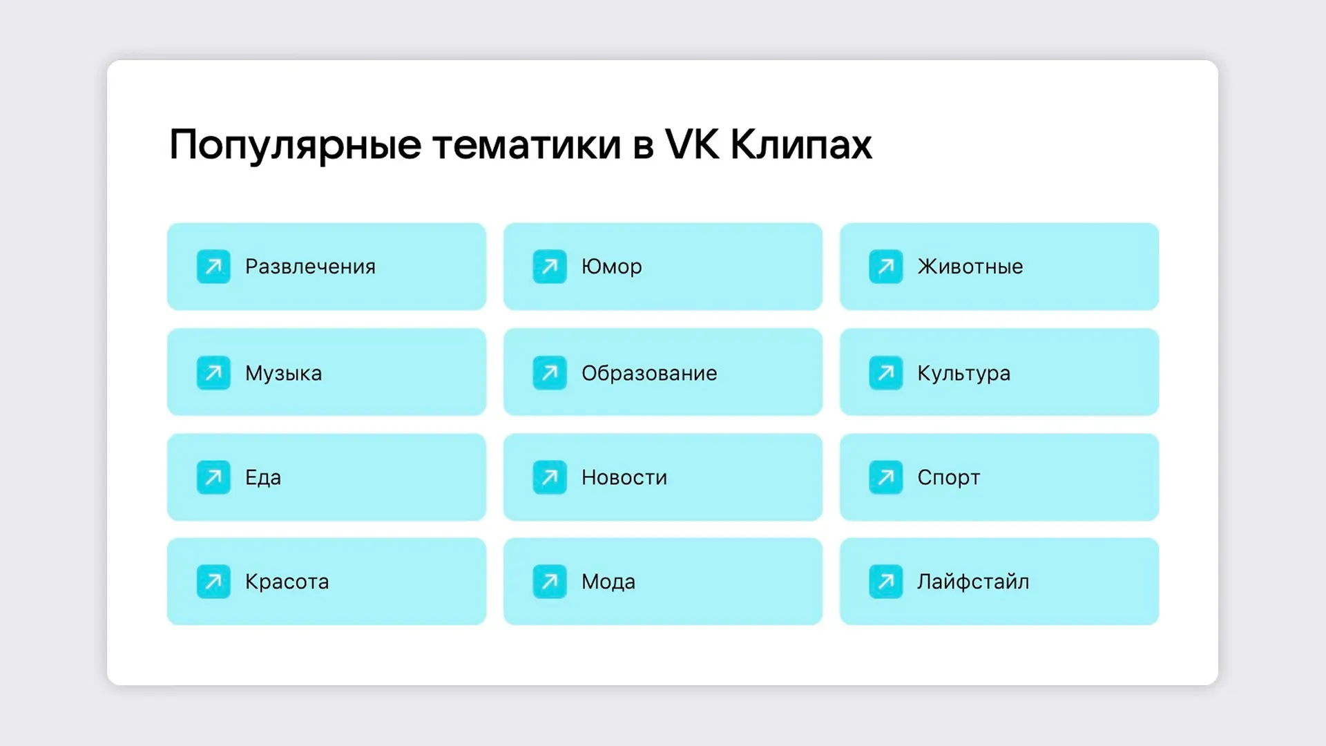 Популярные тематики в VK Клипах